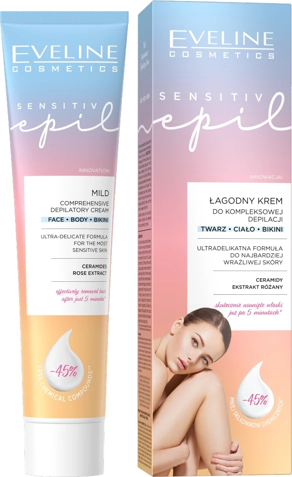 Krem për depilim për femra Eveline Cosmetics Sensitive Epil Gentle, 125ml