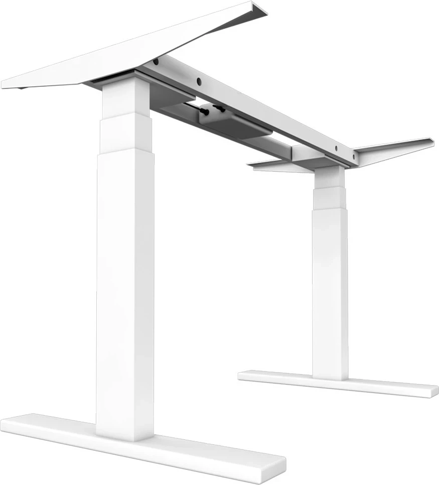 Tavolinë zyre me ngritje/ulje UVI Standard Sit-Stand 139x68cm, 62-128cm, 125kg, set kornizë + pllaka, Sonoma dhe e bardhë