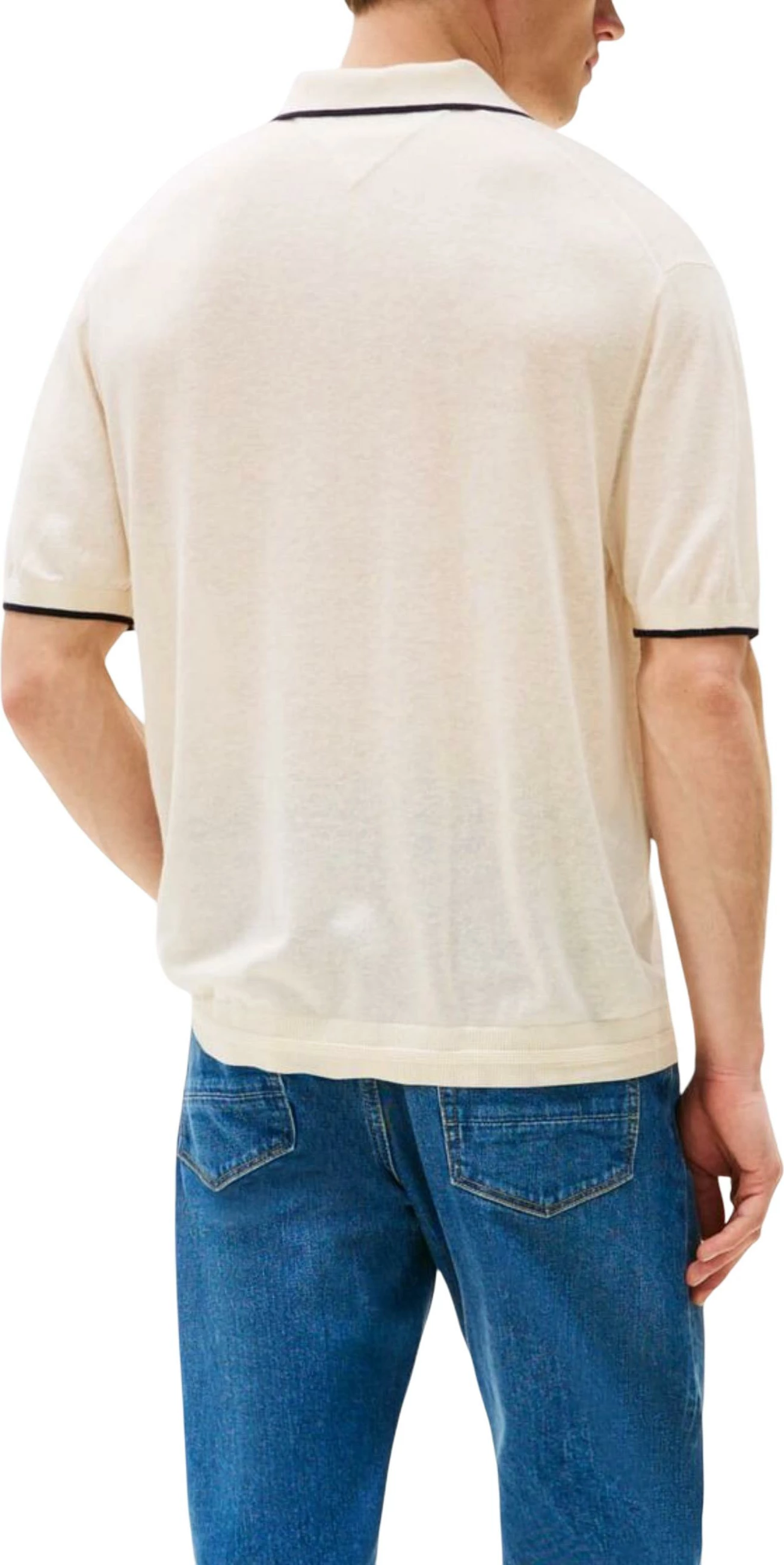 Xhemper polo për meshkuj Tommy Hilfiger MW0MW40539, fildishi [Madhësia: S]
