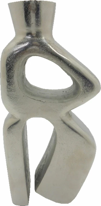 Vazo moderne, alumin, ngjyrë argjendi-nikel, 16x7x38cm