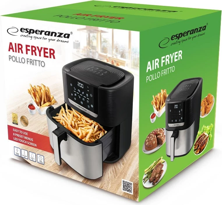 Fritezë me ajër Esperanza EKA004, 8L, 1700W, Inox, e zezë