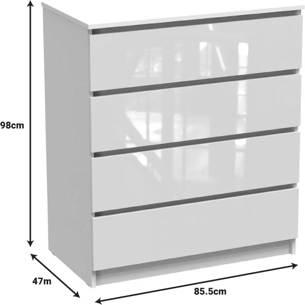 Komodë Dicama mdf ngjyrë e bardhë 85.5x47x98cm