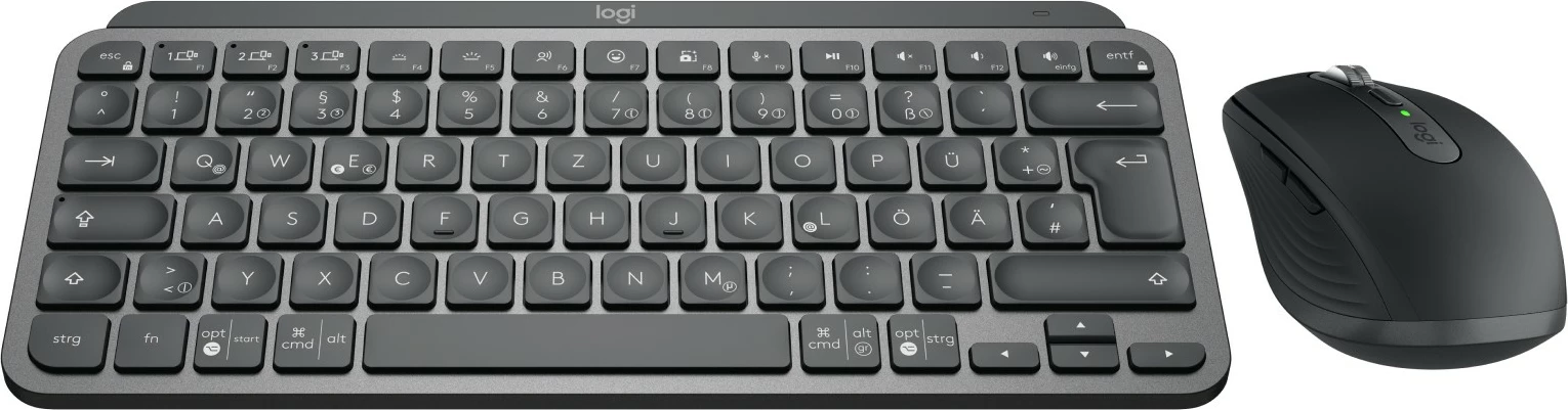 Tastierë dhe maus Logitech MX Keys Mini Combo për biznes, pa kabllo, RF Wireless + Bluetooth, QWERTZ, grafit