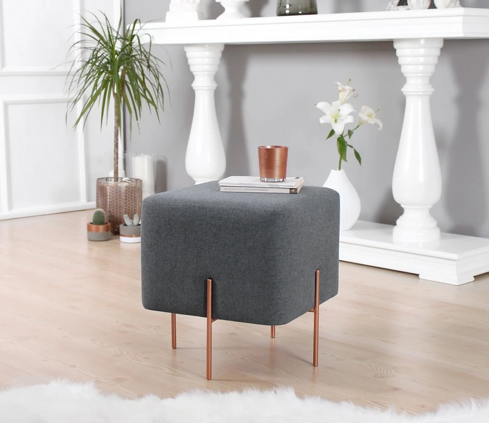 Puf Atelier del Sofa, ngjyrë gri e errët, 59, këmbë bakri