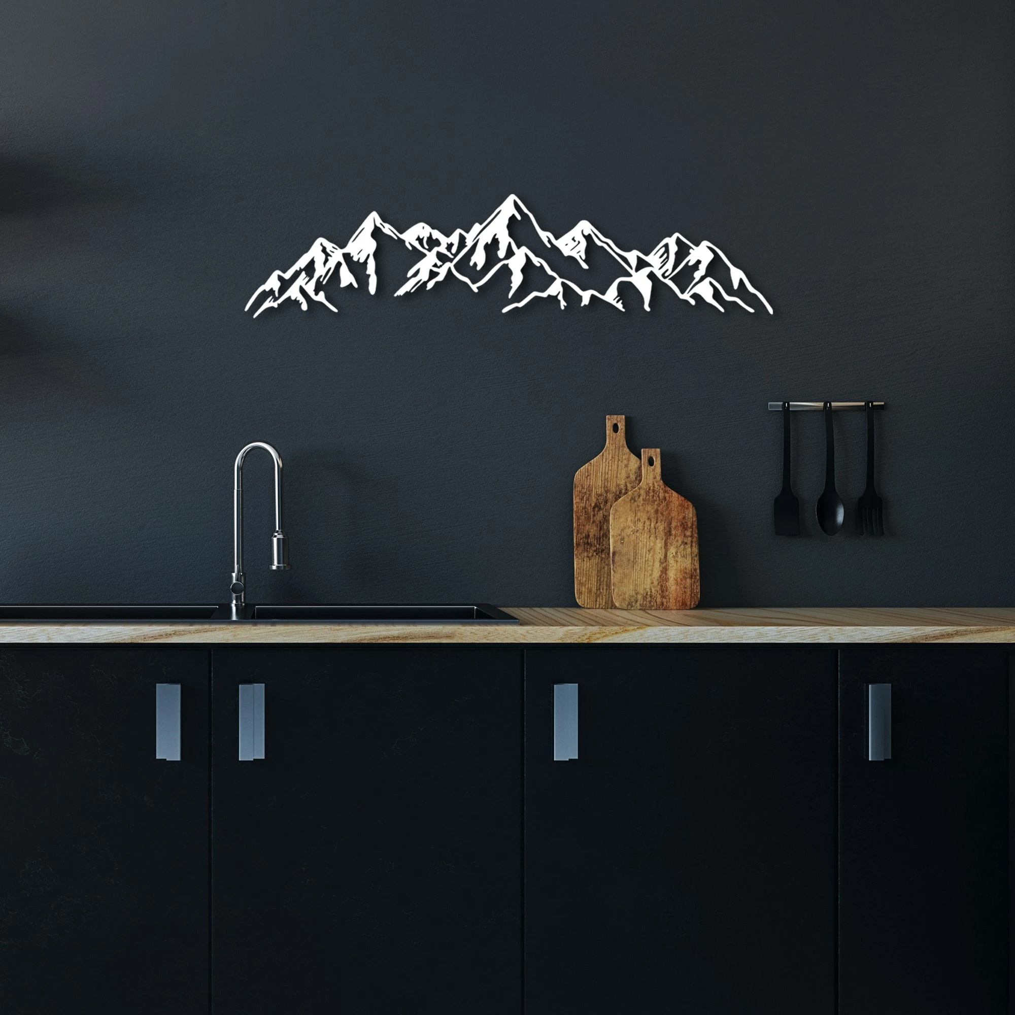 Aksesor dekorativ metalik për mur, pamje mali, Wallity, Mountain View - 2