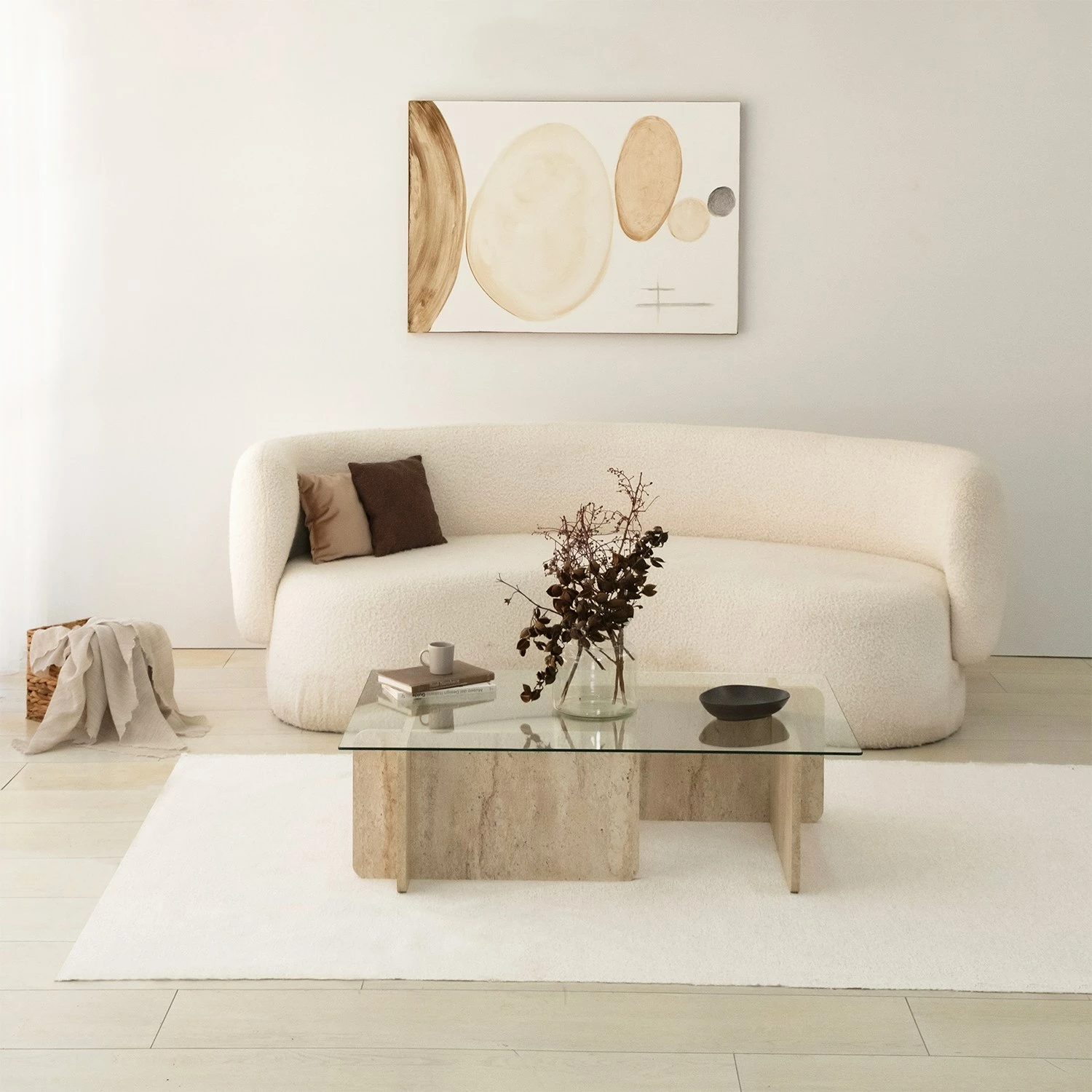 Tavolinë kafeje Hanah Home, Escape, ngjyrë travertine