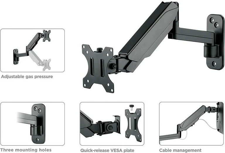 Mbajtëse muri për monitor VALUE 17.99.1191, VESA 75x75/100x100, deri 8 kg, i zi