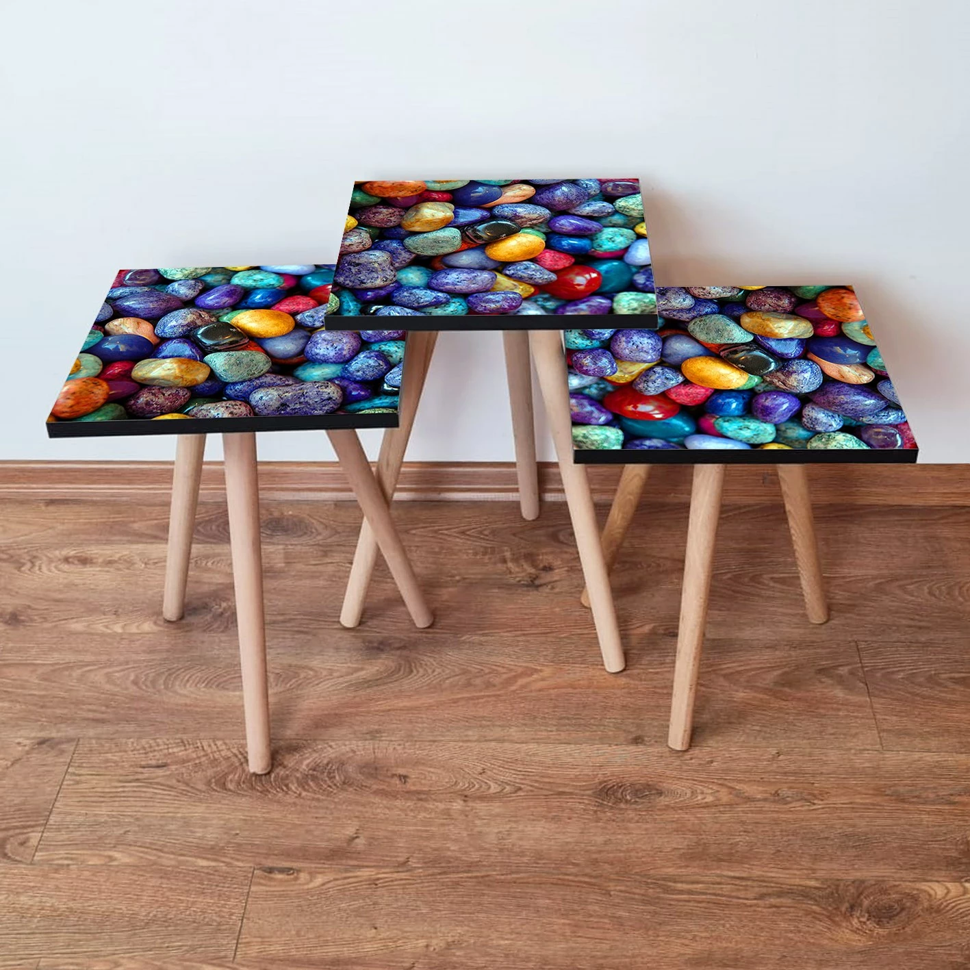 Set tavolina të vendosshme, shumëngjyrëshe, Skye Decor, 3Shp18 (3 copë)