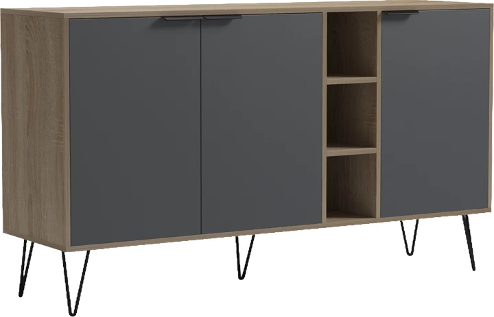 Bufe Balain, sonoma-antracit, 142x35.5x83cm