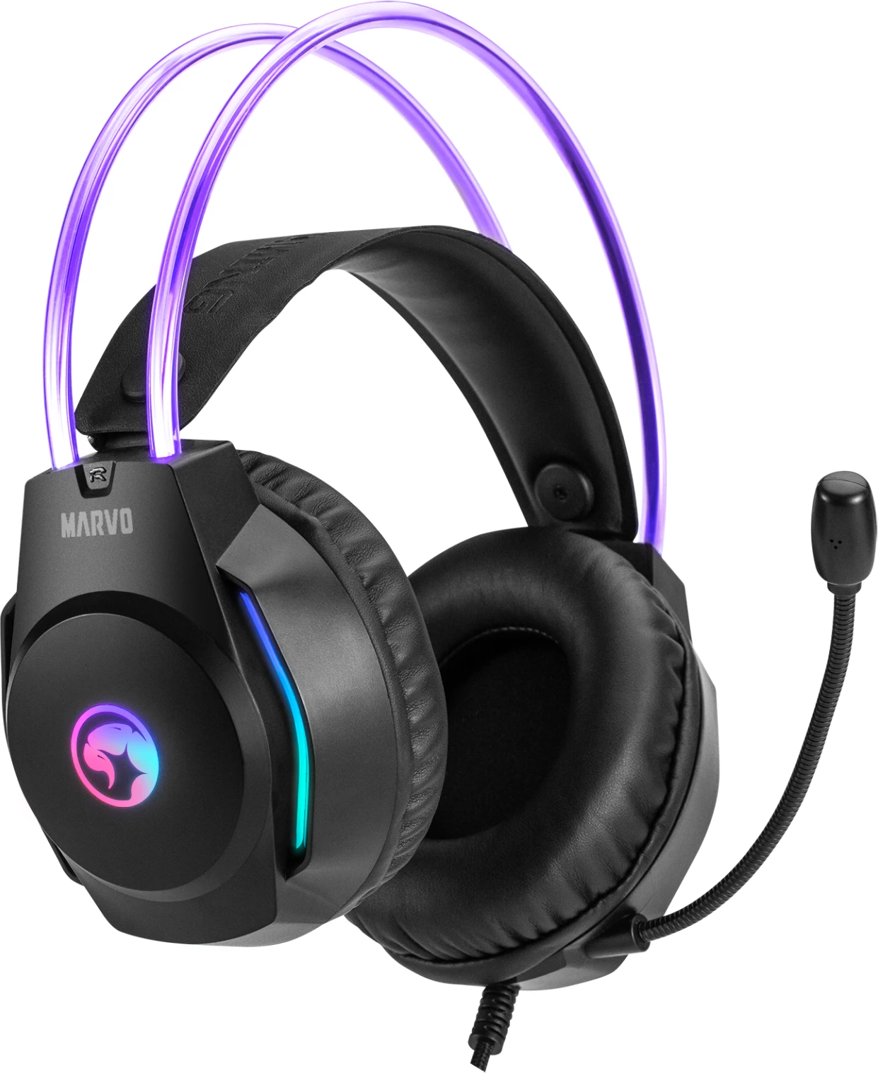Kufje gaming Marvo H8620 me mikrofon, wired, RGB, 3.5mm + USB, 50mm, të zeza