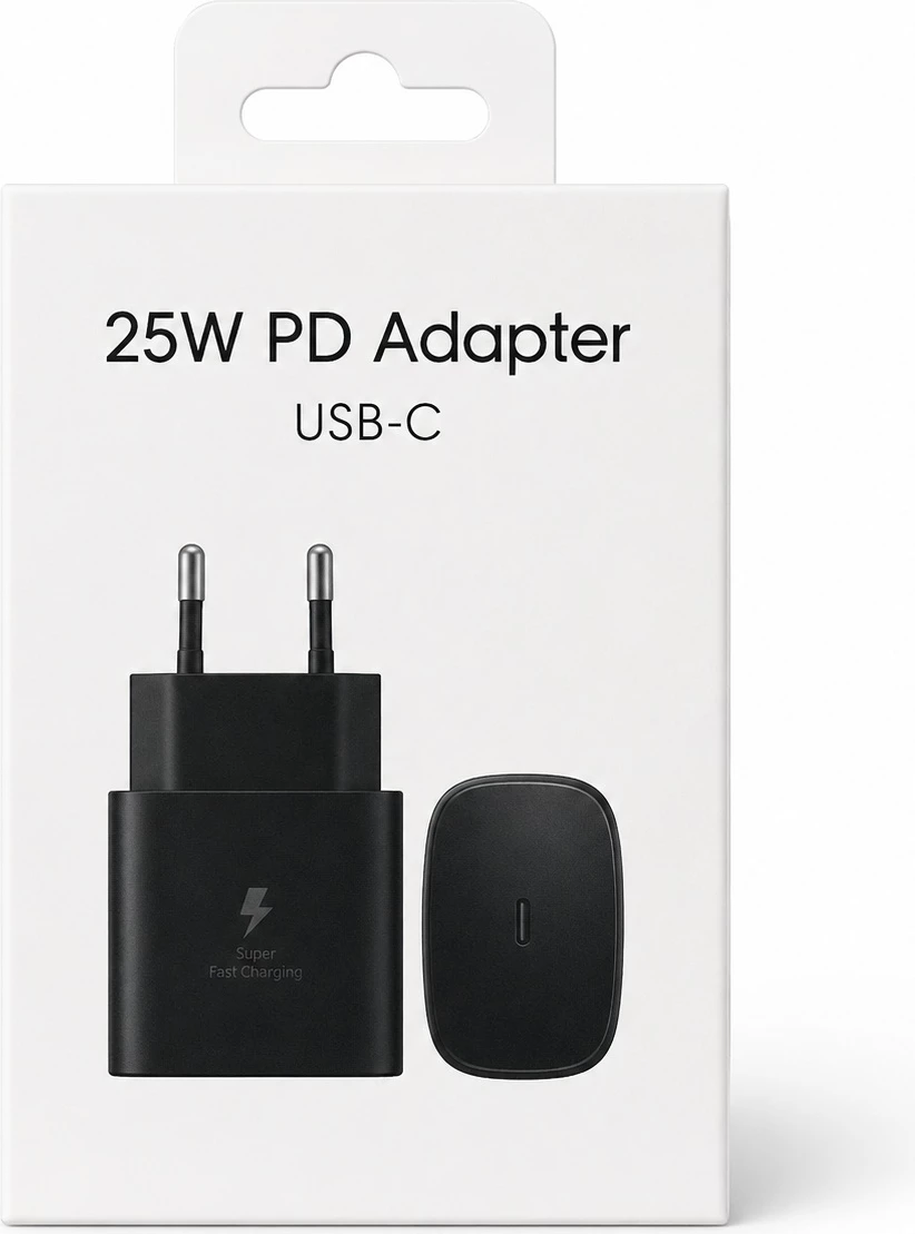 Adapter Karikimi 25W PD USB-C (Super Fast Charging), me karikim të shpejtë, për shtëpi, zyrë dhe udhëtime, ngjyrë e zezë