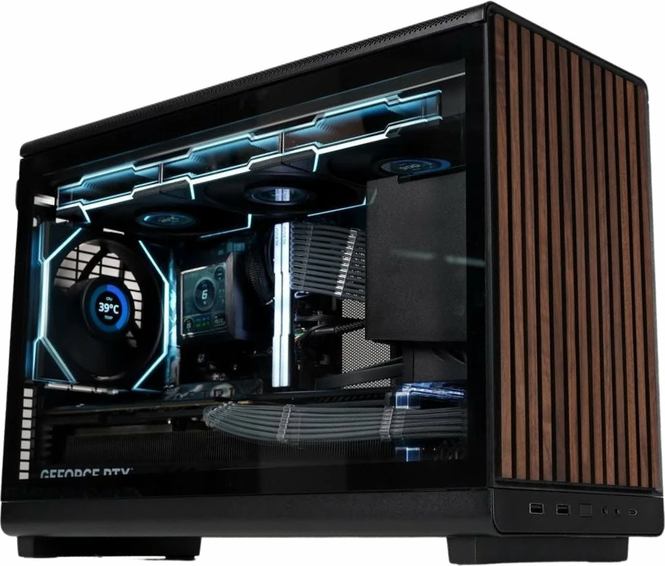 Kasë Lian Li DAN A3 Wood Edition A3X-WDG mATX/mini-ITX, e zezë me panel druri