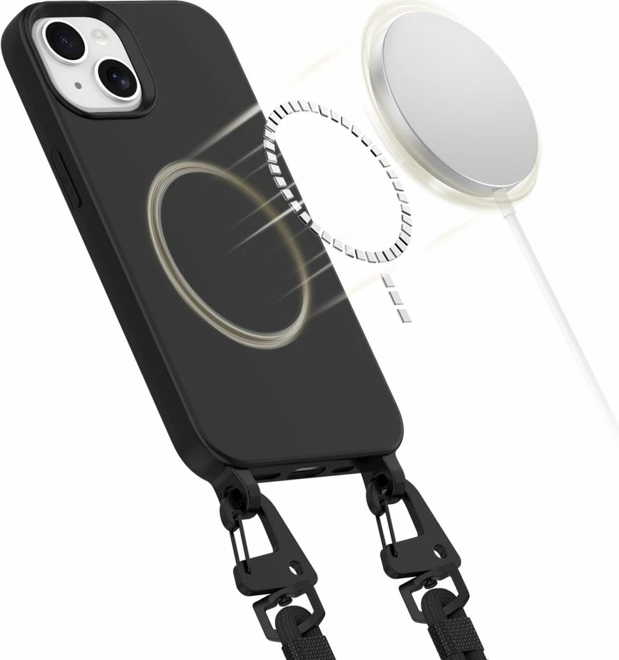 Mbështjellës Tech-Protect Magnecklace për iPhone 14/14 Plus, MagSafe, i zi, me litar