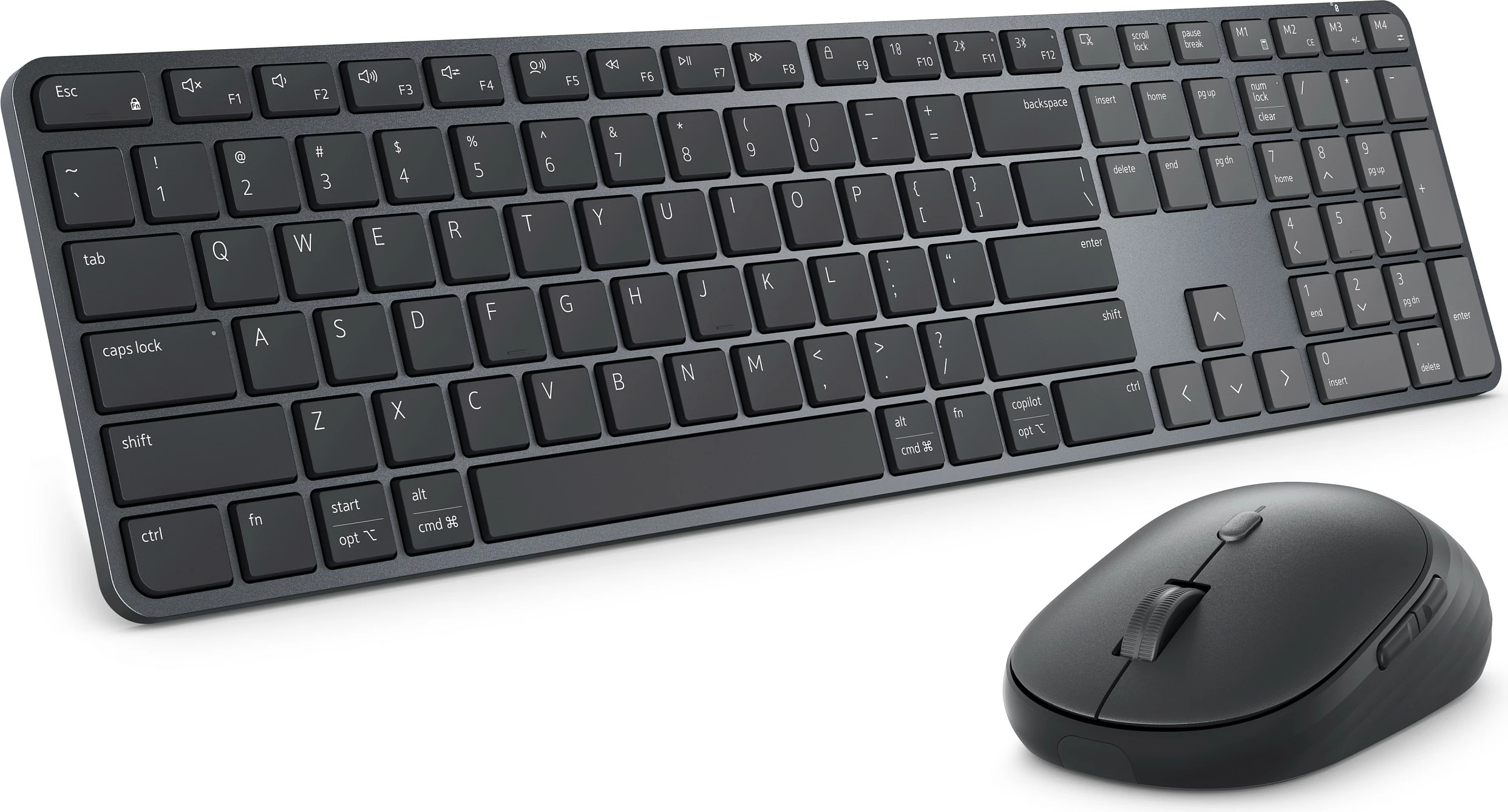 Set tastierë dhe maus Dell Pro 7 Slim KM726, wireless RF + Bluetooth, QWERTY US International, i zi