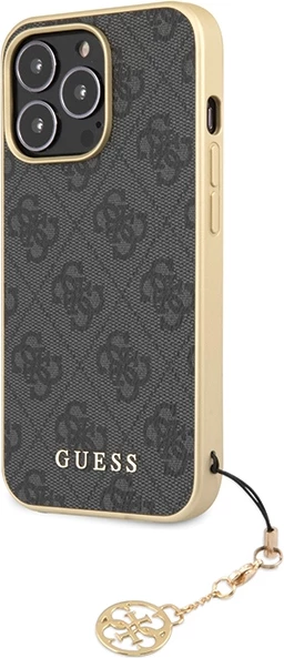 Mbështjellës Guess 4G Charms për iPhone 14 Pro Max, Gri me varëse