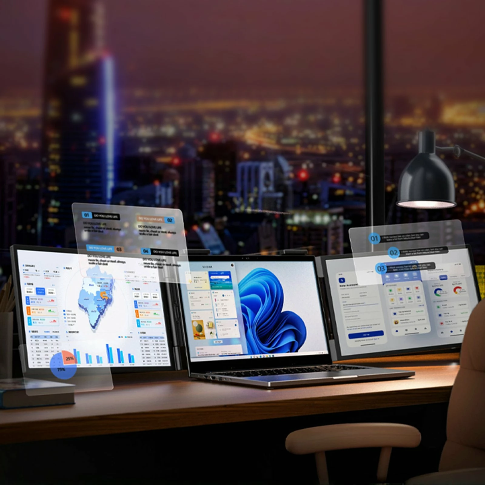Monitor portativ i dyfishtë Zeuslap ZB14 2x14" Full HD IPS 60Hz, i zi, set me 2x kabllo USB-C