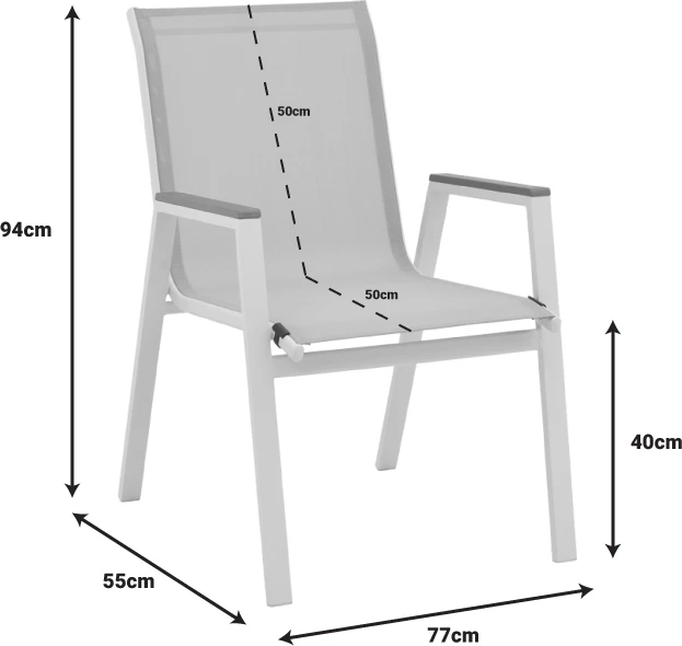 Tavolinë me karrige Synergy-Azelie set prej 3 copë ngjyrë e bardhë alumini dhe dru i përpunuar ngjyrë natyrale 80x80x74cm