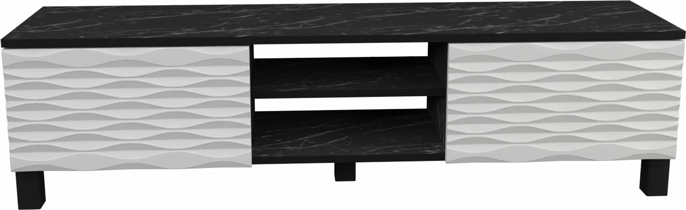 Komodë TV Skye Decor, Lukas, e zezë dhe e bardhë