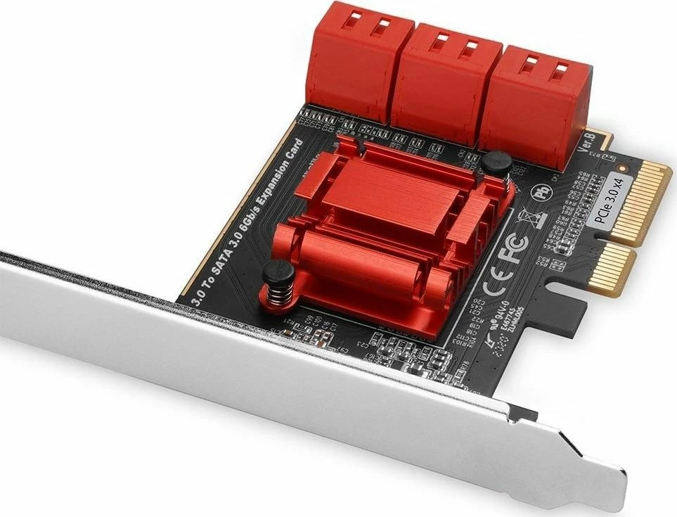 Kontroller PCI-Express SATA Axagon PCES-SA6, 6x SATA III 6Gb/s, chipset ASMedia ASM1166, low profile cover set