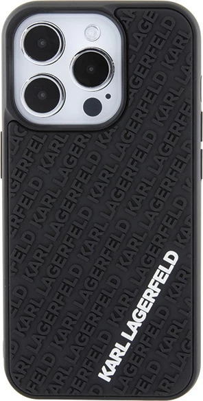 Mbështjellës Karl Lagerfeld 3D Rubber Multi Logo për iPhone 15 Pro, i zi