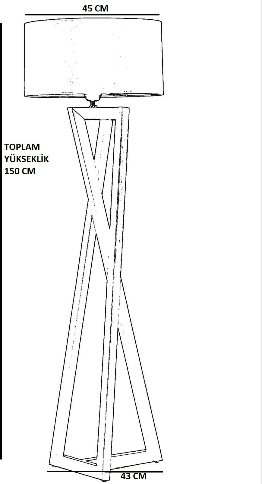 Lambader me trup druri, abazhur ratan, ngjyrë e zezë, 150cm