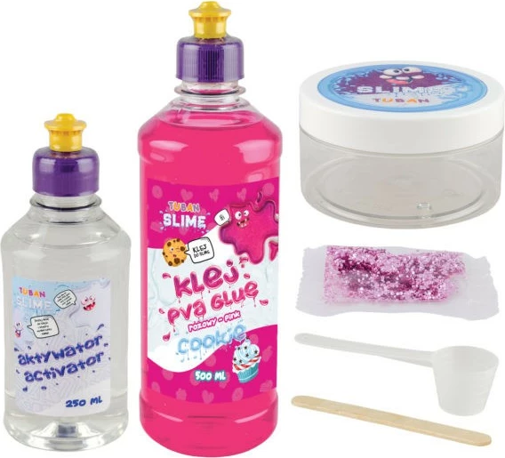 Set slime TUBAN Super Slime XL Cake, rozë, me aromë vanilje, DIY