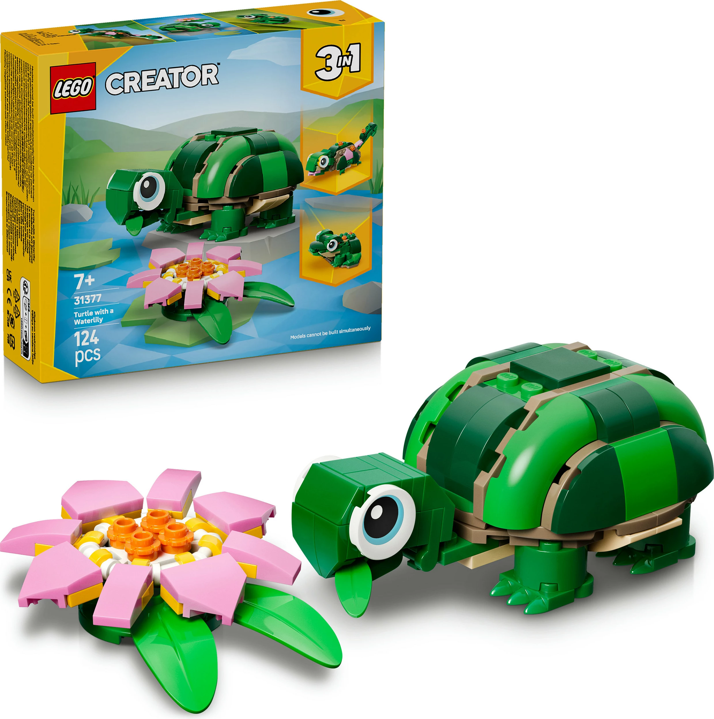 Set ndërtimi LEGO Creator 3-në-1 31377 Breshkë me zambak uji, 124 pjesë, shumëngjyrësh