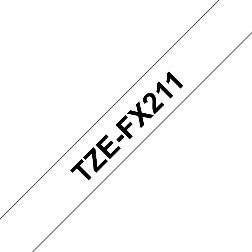 Shirit etikete Brother TZe-FX211, 6mm, 8m, zi në të bardhë