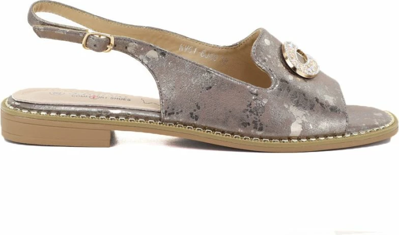 Sandale të sheshta femra S.Barski 61-6040, me dekor pewter