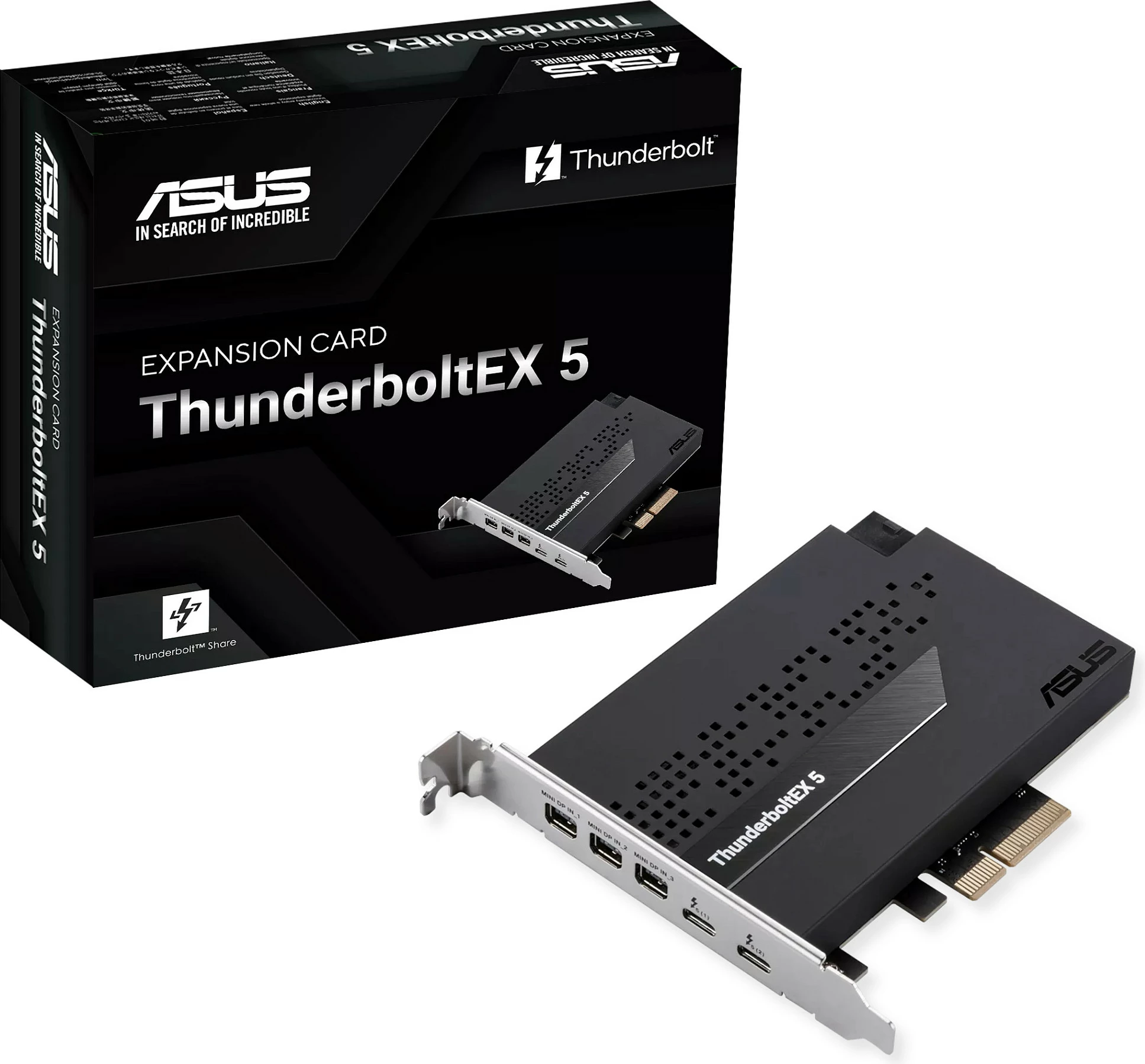 Kartë zgjerimi Thunderbolt, ASUS ThunderboltEX 5, PCIe 4.0, 120 Gbit/s, Mini DisplayPort, e zezë