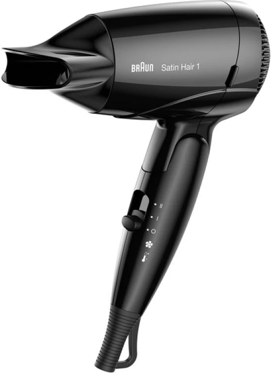 Tharëse flokësh, Braun, Satin Hair 1 HD130 Travel (BRHD130E), kompakte për udhëtim, e zezë/kafe