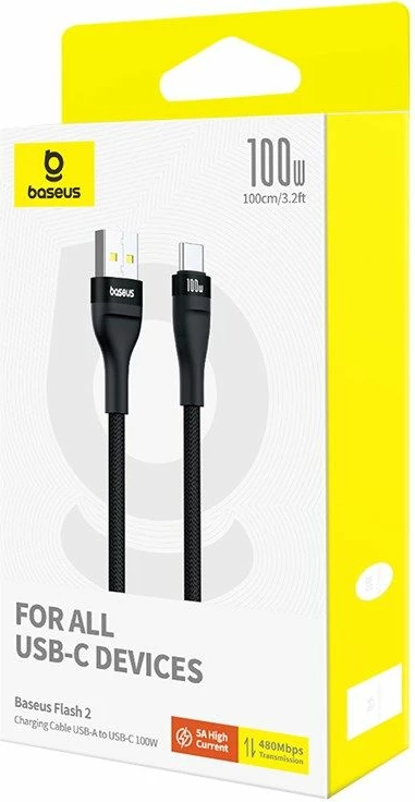 Kabllo USB-USB C Baseus, e zezë