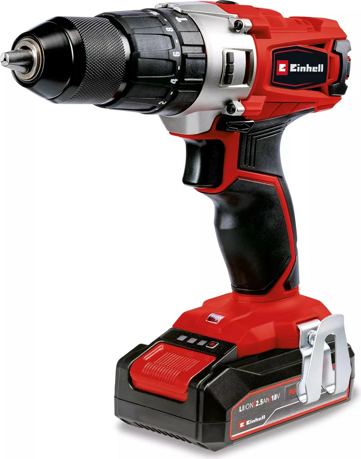Shurubushe me bateri Einhell TE-CD 18/2 Li 2.5Ah, 18V, e zezë/e kuqe