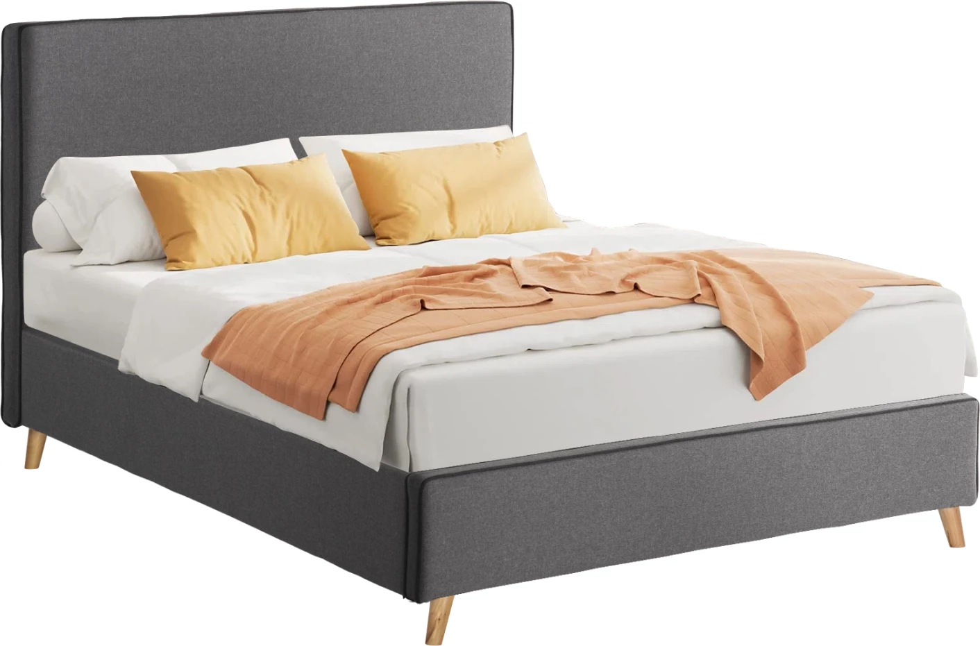 Krevat MAYLIN FH598.10, pëlhurë gri & shina të errëta për dyshek 120x200cm
