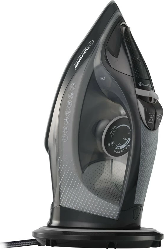 Hekur me avull wireless, Esperanza Satin, 2600 W, pllaka qeramike, depo uji 300 ml, zi/gri