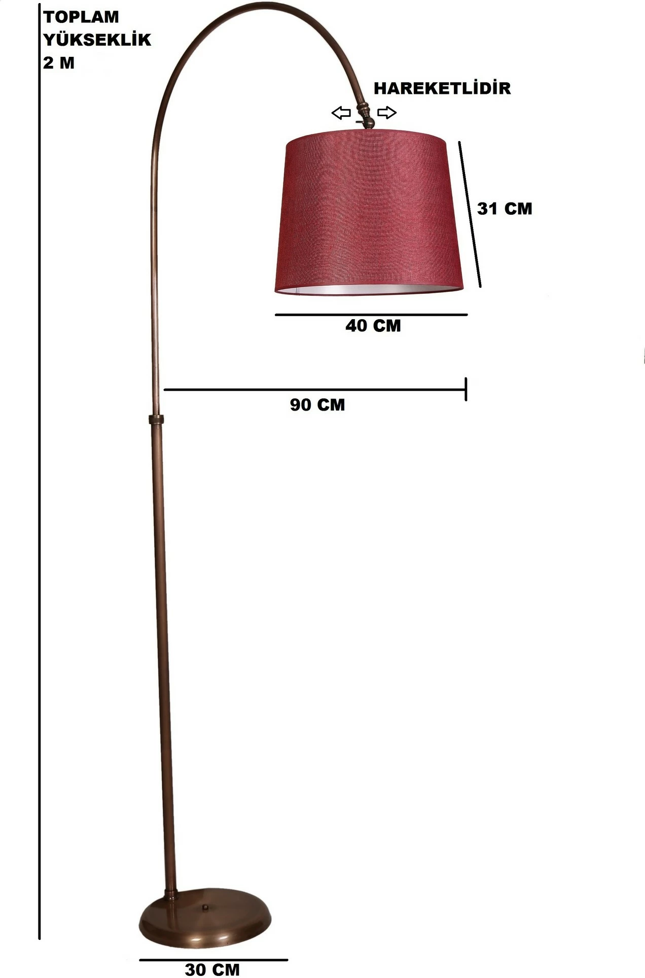 Llambë dyshemeje Opviq, krom, e kuqe e ndezur, 200cm