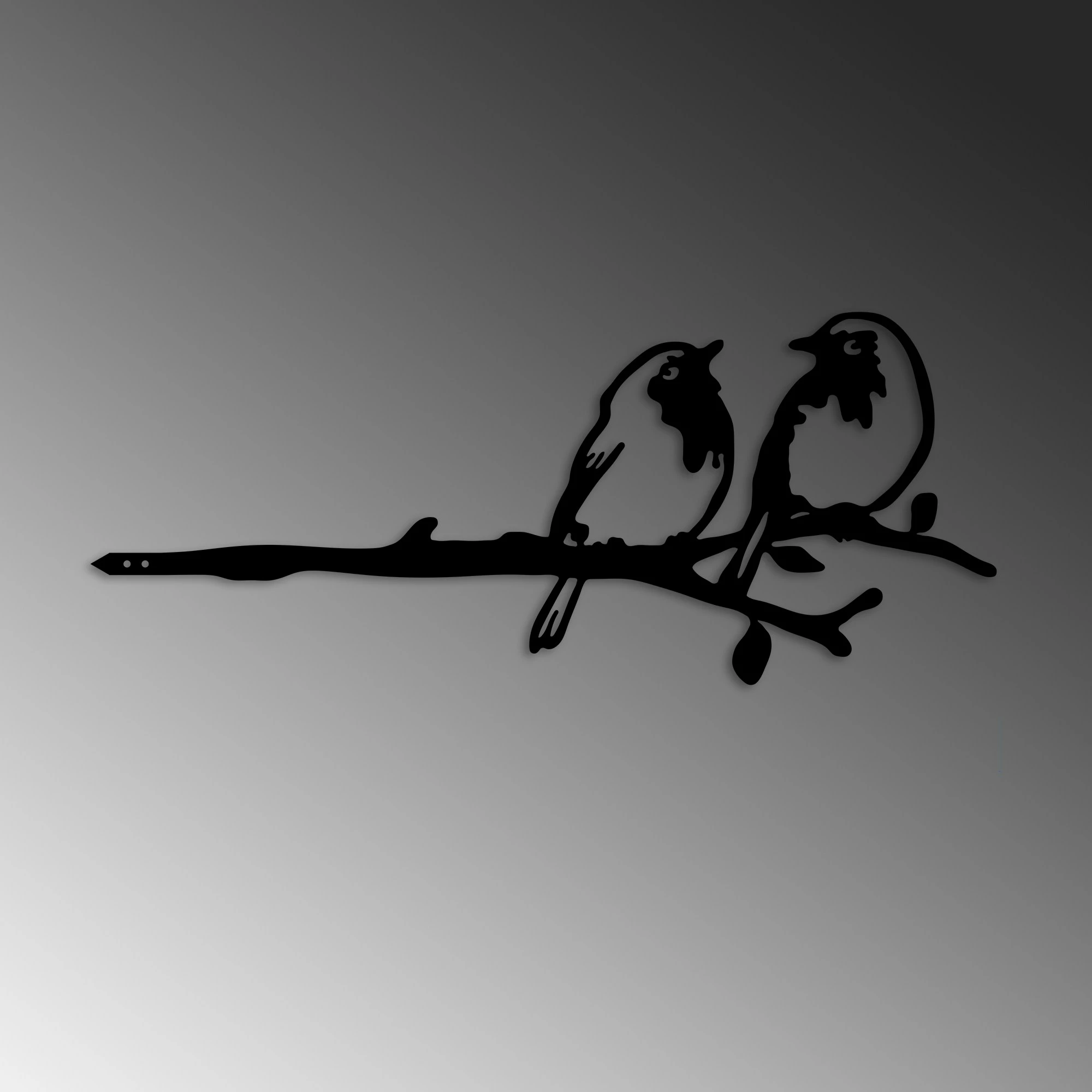 Objekt dekorativ për kopsht, zogj në degë, ngjyrë e zezë, Aberto Design, 50x20cm