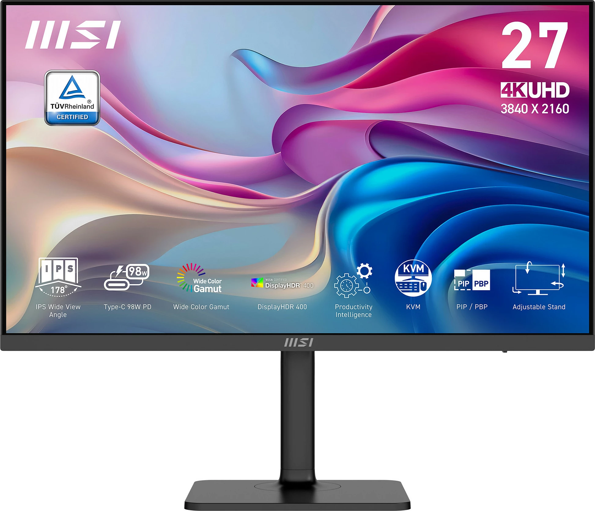 Monitor MSI 9S6-3PB19H-270, 27", 4K UHD, IPS, 60Hz, HDR, USB-C, i zi