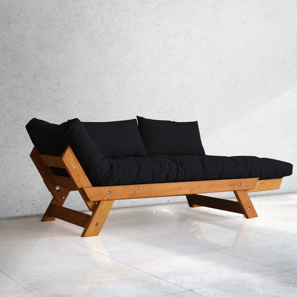 Divan kopshti dy vendësh, Skye Decor, CPT8105-210, ngjyrë teak dhe e zezë