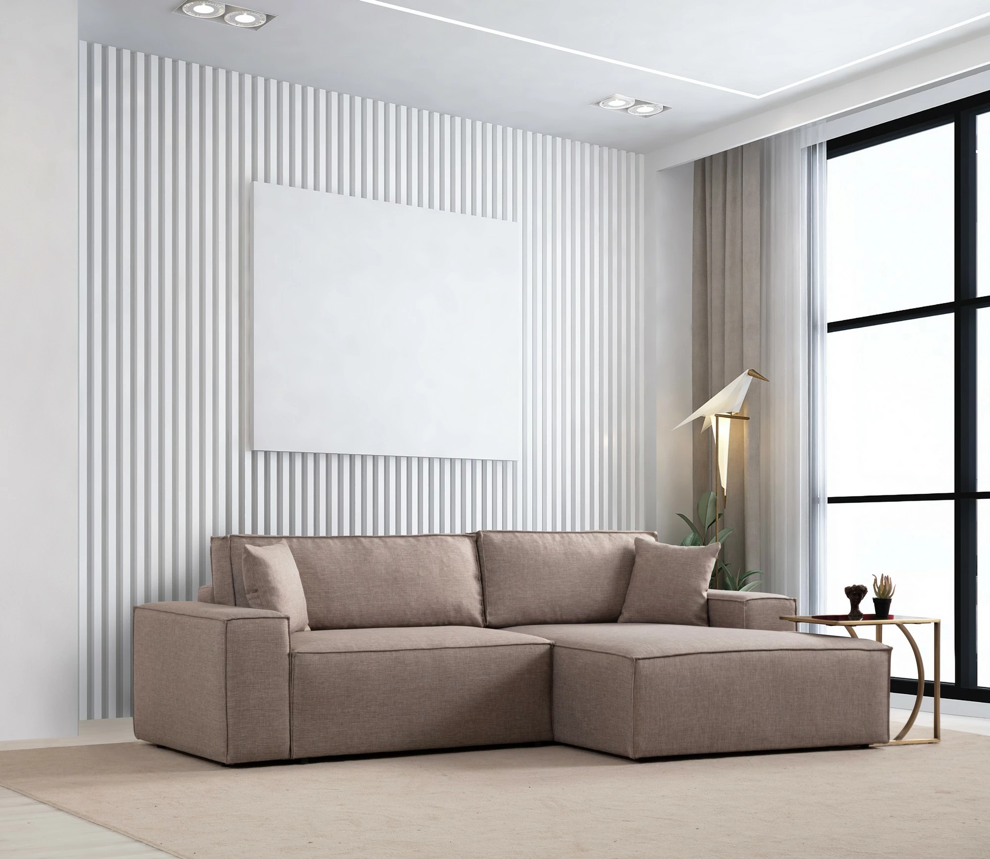 Kënd-sofë krevati Atelier del Sofa, kënd i djathtë, kafe