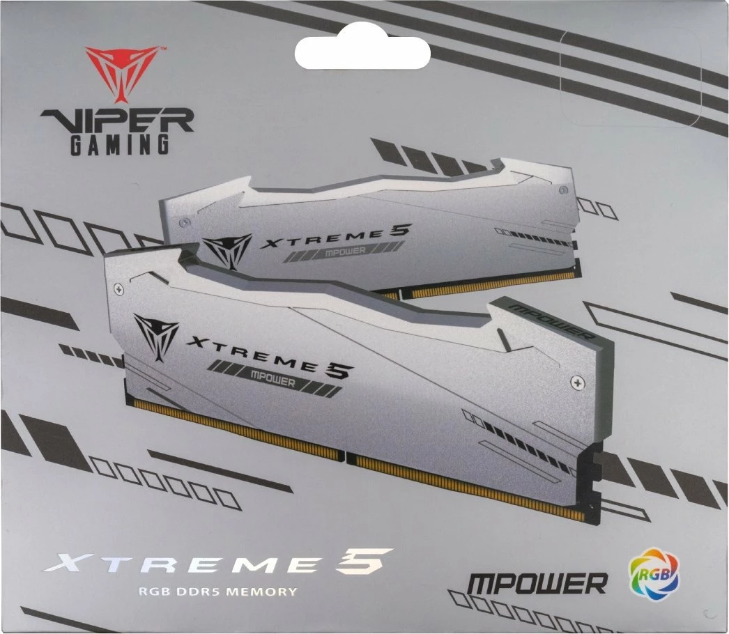 RAM Memorje Patriot Viper Xtreme 5 RGB MPower PVXR532G64C32KM, DDR5 32GB (2x16GB) 6400MHz CL32 UDIMM, bardhë