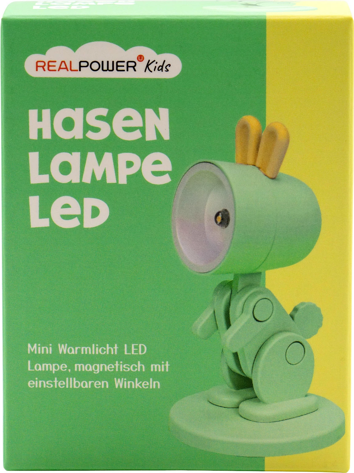 Llambë dore LED RealPower Green Rabbit me bazë rrotulluese, 3x LR41, jeshile/verdhë
