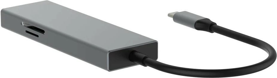 Adapter HUB USB C 7-në-1 TB, HDMI, USB 3.0/2.0, SD/TF, Grafit
