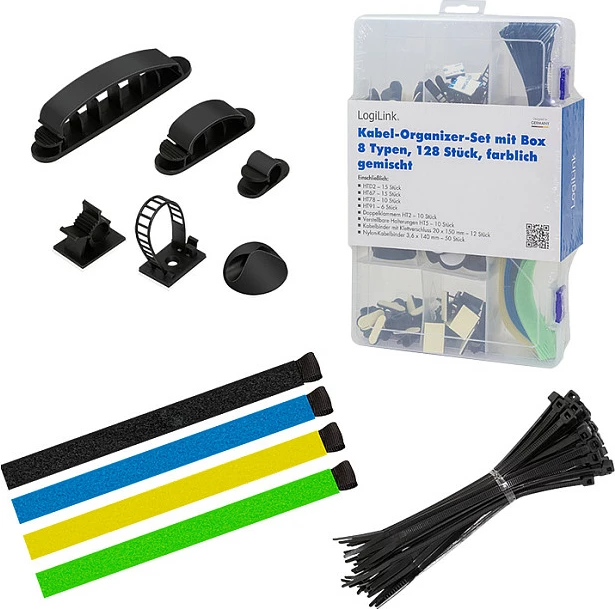 Set organizimi kabllosh LogiLink, 8 pjesë, me kuti