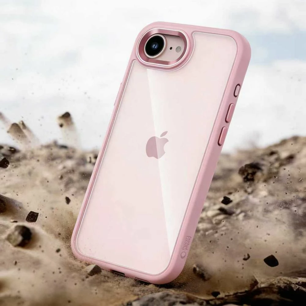 Mbështjellës Tech-Protect Magmat për iPhone 16e/17e, hibrid TPU+PC, 1 copë, rozë transparente
