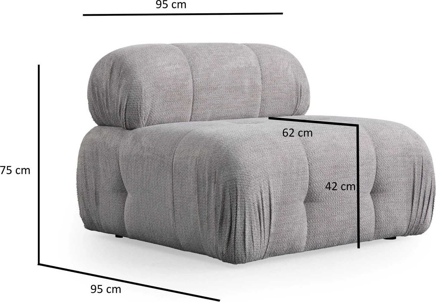 Divan treshe Atelier del Sofa, Petite 3, ngjyrë gri e çelët