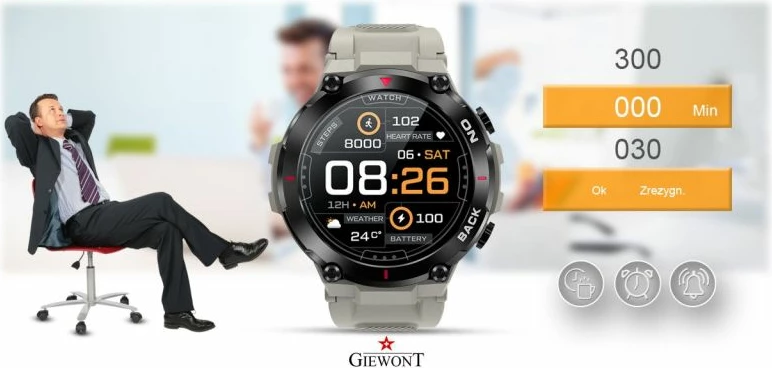 Smartwatch sportiv Giewont, gri