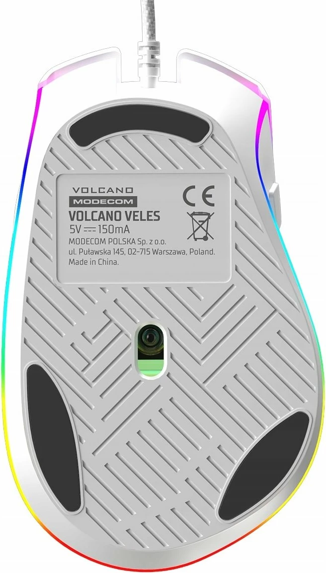Maus Modecom Volcano Veles M-MC-VELES-200 12800 DPI RGB me kabllo USB 8 butona e bardhë