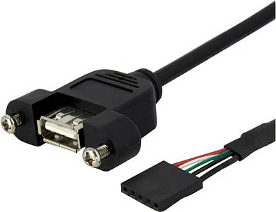 Kabllo USB panel-mount StarTech 0.3m, USB-A F/F, header Pllakë amë 5-pin, e zezë