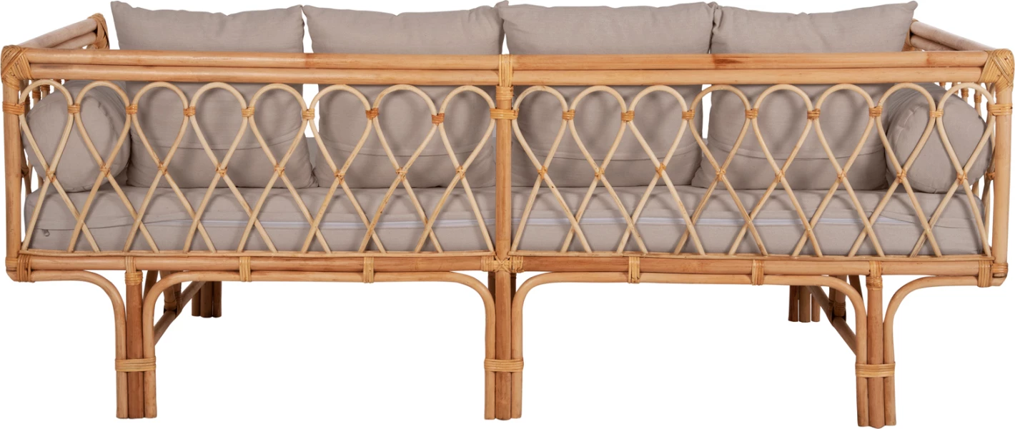 Divan ALIKI FH9658 prej ratanit, jastëkët bezhë, 200x100x86H cm
